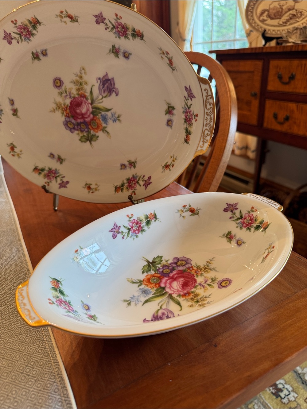 Vintage Harmony House Dresdania China.  Platter and Pen Vegetable Bowl